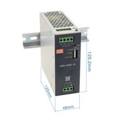 XDR-480E-24, 24VDC 20A 480W Ray Montaj Güç Kaynağı, Mean Well