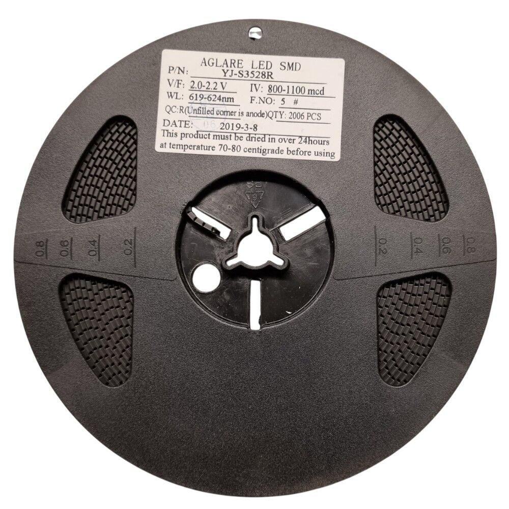YJ-S3528R, 2.0~2.2V 800-1100mcd 3528 Kırmızı SMD LED (1 Makara = 2000 Adet)
