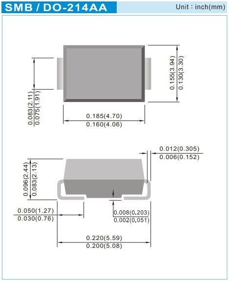 SMBJ33A, 33V 600W DO-214AA (SMB) Tek Yönlü TVS Diyot