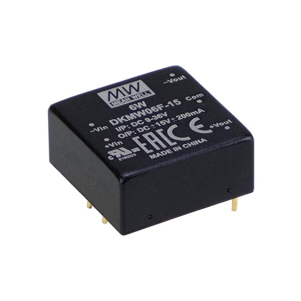 DKMW06F-05, 24Vin ±5Vout ±600mA 6W DC/DC Konvertör, MeanWell