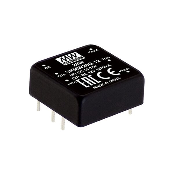 SKMW20F-15, 24Vin 15Vout 1330mA 20W DC/DC Konvertör, Mean Well