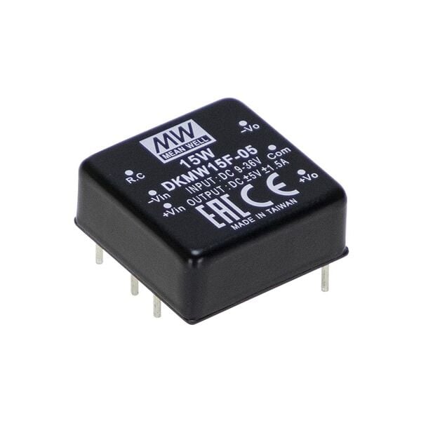 DKMW15F-05, 24Vin ±5Vout ±1500mA 15W DC/DC Konvertör, MeanWell