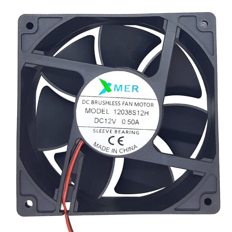 Xmer 12038S12H, 120x120x38mm 12VDC 0.19A (0.50 Max) 2300rpm 2 Kablolu Fan