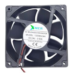 Xmer 12038S24H, 120x120x38mm 24VDC 0.11A (0.50A Max) 2500rpm 2 Kablolu Fan