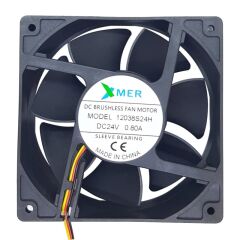 Xmer 12038S24H, 120x120x38mm 24VDC 0.29A (0.80A Max) 2800rpm 3 Kablolu Fan