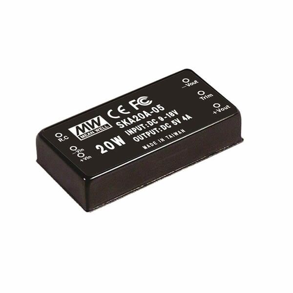 SKA20C-15, 36~75Vin 15Vout 1333mA 20W DC/DC Konvertör, MeanWell