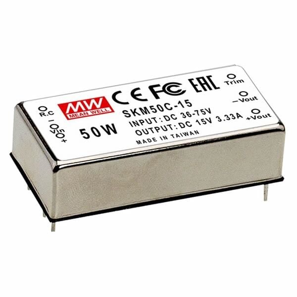 SKM50B-12, 18~36Vin 12Vout 4.17A 50W DC/DC Konvertör, MeanWell
