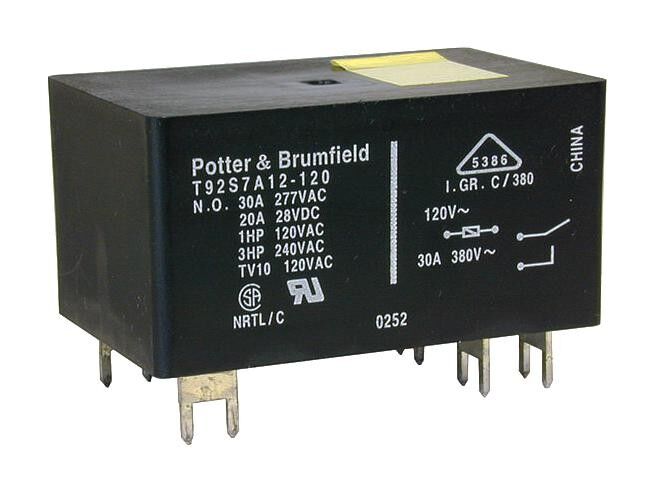 T92S7D12-24V, 30A 24V DPST-NO (2 Form A) Röle