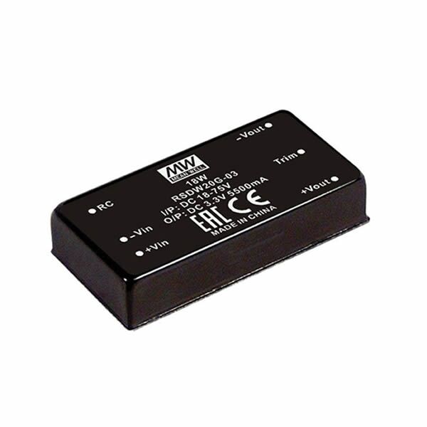 RSDW20H-15, 110Vin 15Vout 1330mA 20W DC/DC Konvertör, MeanWell