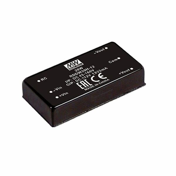 RDDW20G-12, 48Vin ±12Vout ±835mA 20W DC/DC Konvertör, MeanWell