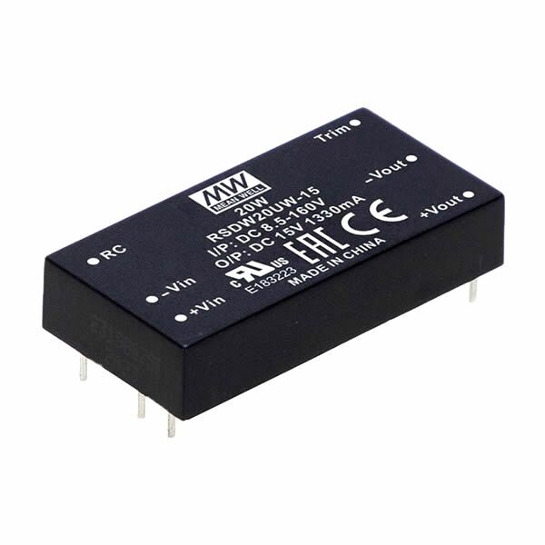 RSDW20UW-05, 8.5~160Vin 5Vout 4000mA 20W DC/DC Konvertör, MeanWell