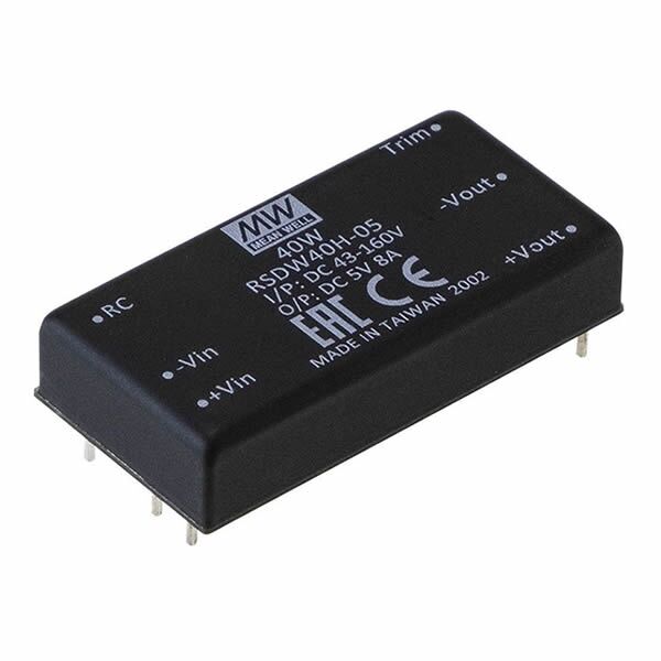 RSDW40G-15, 48Vin 15Vout 2.666A 40W DC/DC Konvertör, MeanWell