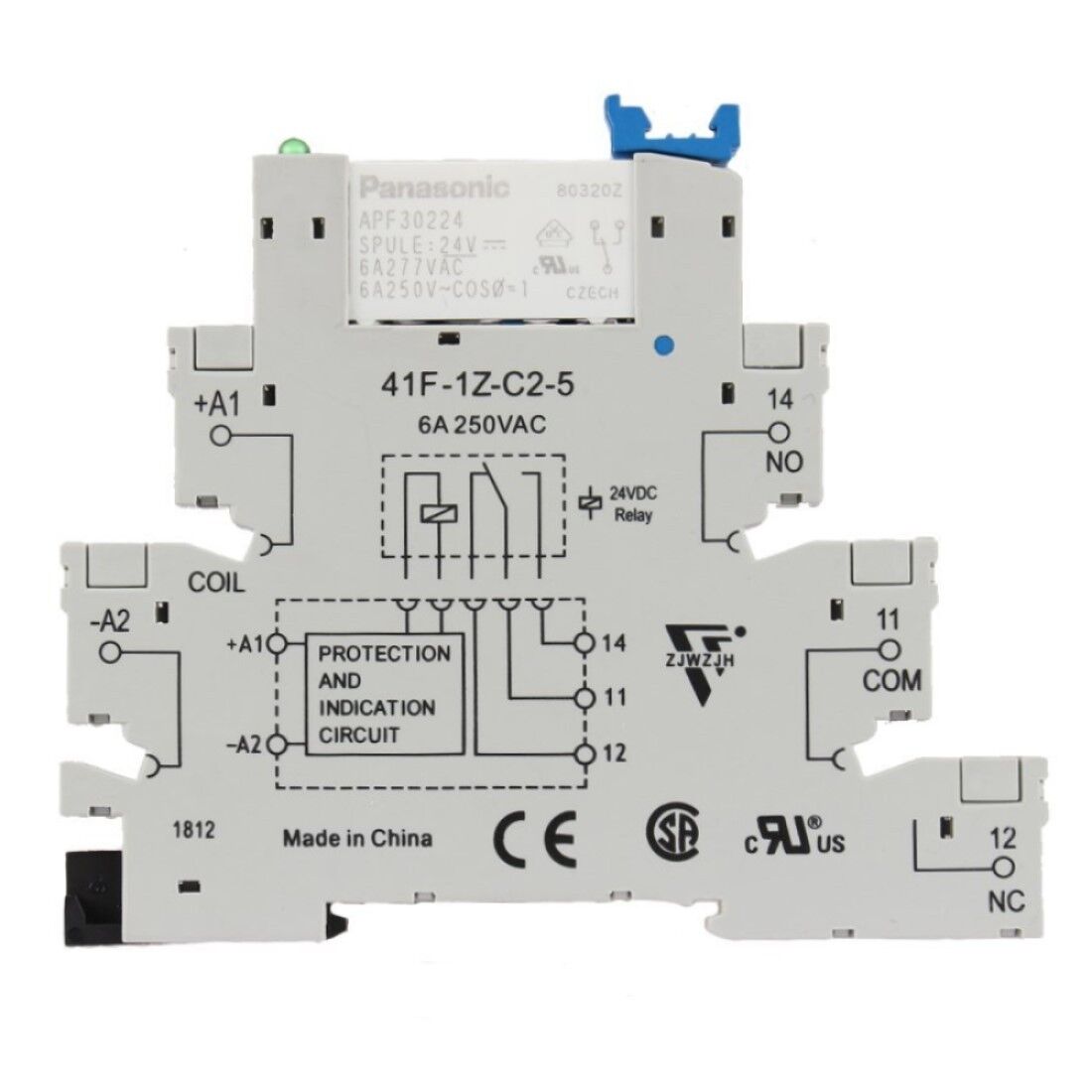 41F-1Z-C2-5 Soket + APF30224, 24VDC 6A SPDT (1 Form C) Röle Takım