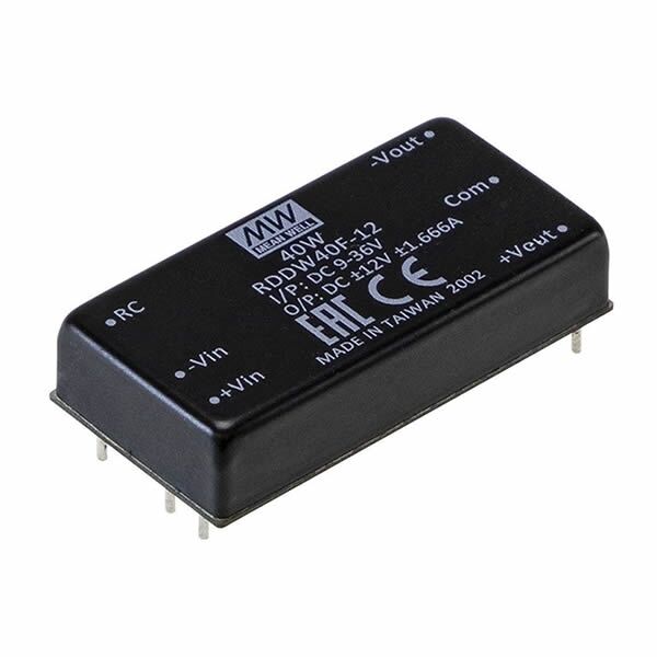 RDDW40F-12, 24Vin ±12Vout ±1.666A 40W DC/DC Konvertör, MeanWell