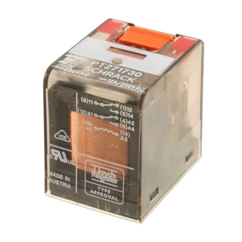 PT271730, 230VAC 12A DPDT (2 Form C) Röle
