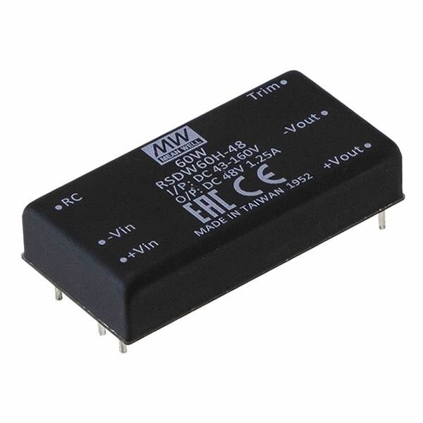 RSDW60G-15, 48Vin 15Vout 4A 60W DC/DC Konvertör, MeanWell