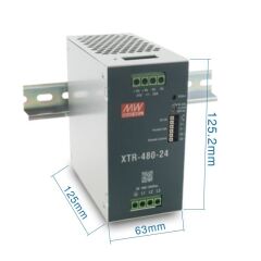XTR-480-24, 24VDC 20A 480W Trifaze Ray Montaj Güç Kaynağı, Mean Well