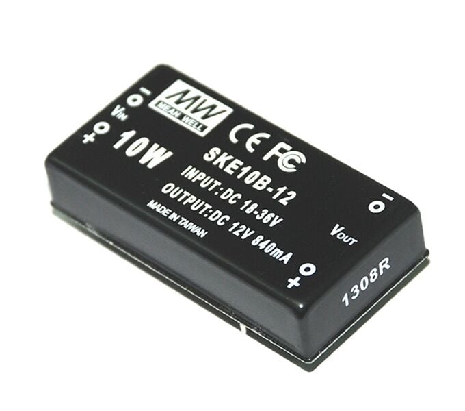 SKE10A-12, 9-18Vin 12Vout 840mA 10W DC/DC Konvertör, MeanWell