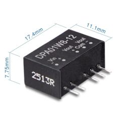 DPA01W8-15, 9~75Vin ±15Vout ±33mA 1W SIP-6 DC/DC Konvertör