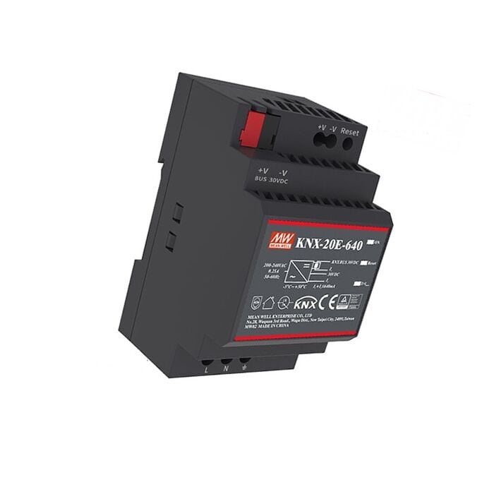 KNX-20E-640, 30VDC 0.64A 19.2W Ray Montaj Güç Kaynağı, Mean Well