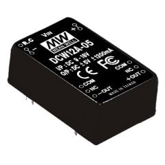 DCW12A-05, 9-18Vin ±5Vout ±1200mA 12W DC/DC Konvertör, MeanWell