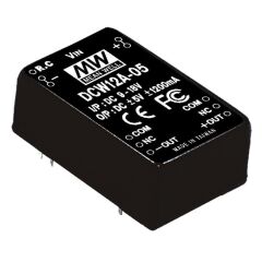 DCW12B-05, 18-36Vin ±5Vout ±1200mA 12W DC/DC Konvertör, MeanWell