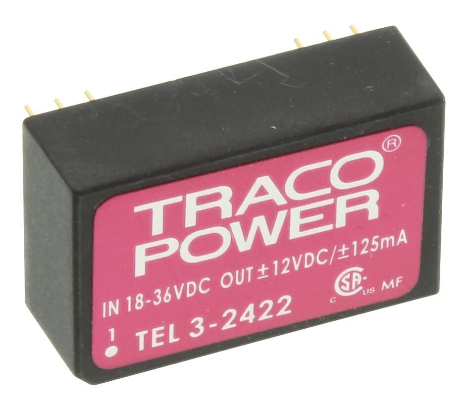 TEL 3-2422, 24Vin ±12Vout ±125mA 3W DC/DC Konvertör