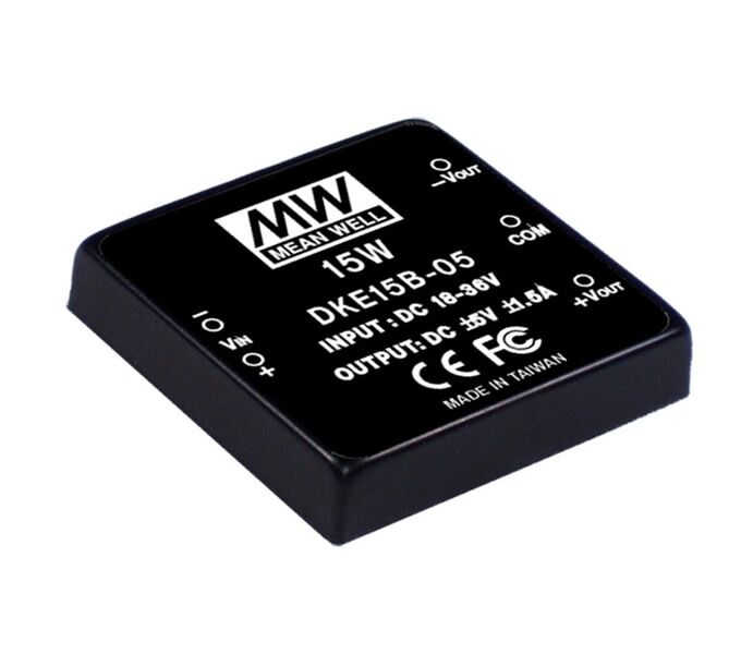 DKE15A-24, 9-18Vin ±24Vout ±313mA 15W DC/DC Konvertör, MeanWell
