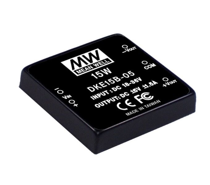 DKE15B-24, 18-36Vin ±24Vout ±313mA 15W DC/DC Konvertör, MeanWell