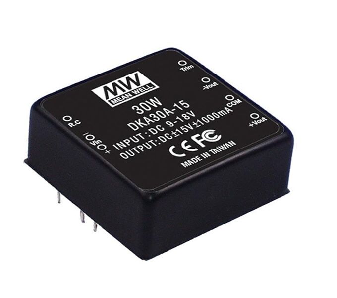 DKA30C-15, 36-72Vin ±15Vout ±1000mA 30W DC/DC Konvertör, MeanWell