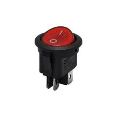 AF131-4, Yuvarlak Işıklı Anahtar 0-1 220V 4P Kırmızı