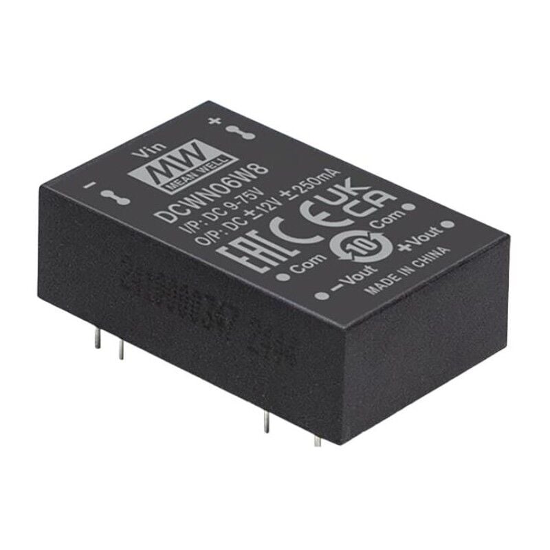 DCWN06W8-05, 9~75Vin ±5Vout ±500mA 6W DC/DC Konvertör, Mean Well