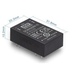 DCWN06W8-12, 9~75Vin ±12Vout ±250mA 6W DC/DC Konvertör, Mean Well