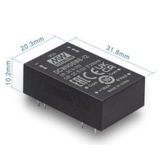 DCWN06W8-15, 9~75Vin ±16Vout ±200mA 6W DC/DC Konvertör, Mean Well