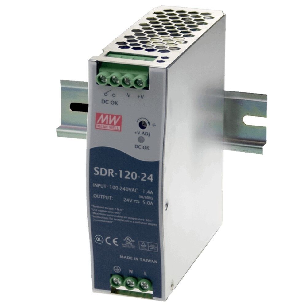 SDR-120-12, 12VDC 10.0A Ray Montaj Güç Kaynağı, Mean Well