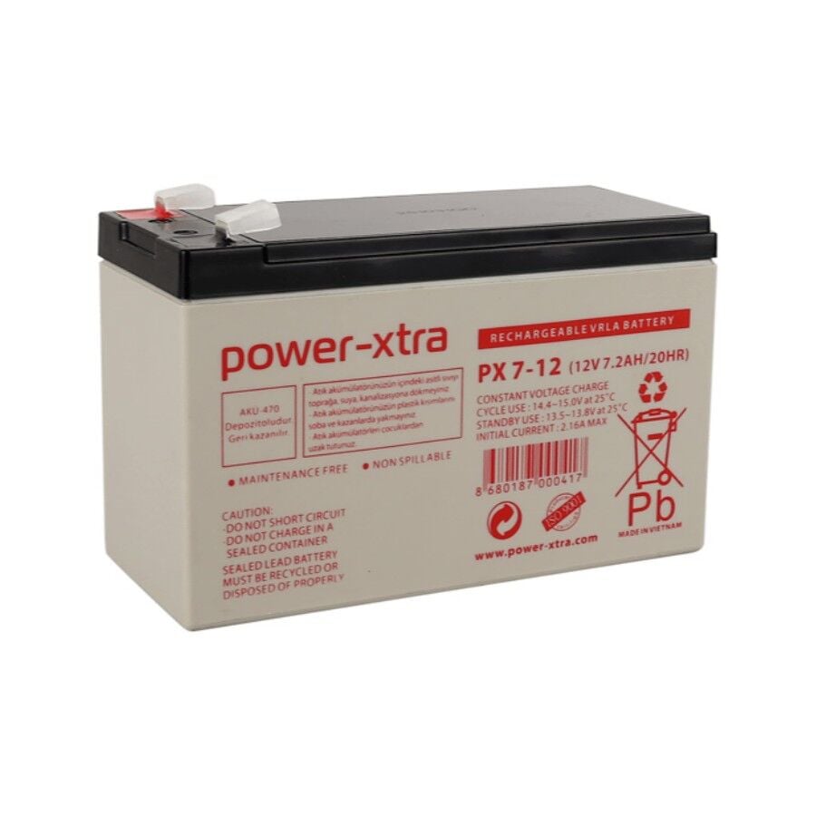 Powe Xtra PX7-12, 12V 7Ah Kuru Bakımsız Akü