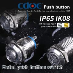 HBDGQ12H-10/J/N, 12mm 1NO IP65 Metal Buton