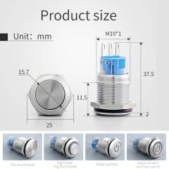 HBDS1-AGQ19F-11/J/S, 19mm 1NO/1NC IP67 Metal Buton