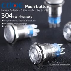 HBDS1-AGQ19F-11/J/S, 19mm 1NO/1NC IP67 Metal Buton