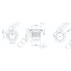 HBDGQ16F-10E/J/S/24V/R, 16mm IP65 Kırmızı LED'li Metal Buton