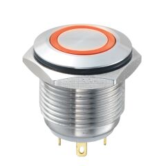 HBDGQ16F-10E/J/S/24V/R, 16mm IP65 Kırmızı LED'li Metal Buton