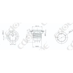 HBDGQ16F-10E/J/S/24V/B, 16mm IP65 Mavi LED'li Metal Buton