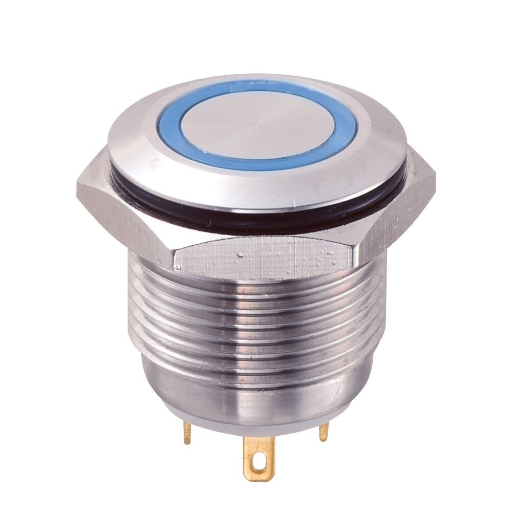 HBDGQ16F-10E/J/S/24V/B, 16mm IP65 Mavi LED'li Metal Buton