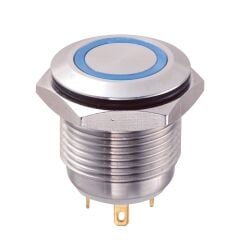 HBDGQ16F-10E/J/S/24V/B, 16mm IP65 Mavi LED'li Metal Buton