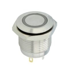 HBDGQ16F-10E/J/S/24V/W, 16mm IP65 Beyaz LED'li Metal Buton