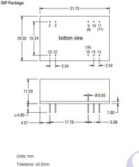 TP03DA12S15, 9-18Vin 15Vout 200mA 3W DC/DC Konvertör