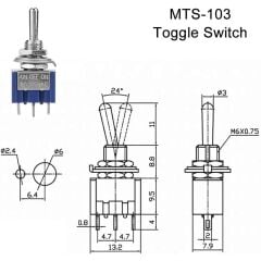 AF140, ON-OFF-ON 3 Pin Toggle Switch (MTS-103)