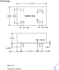 TP03DA24S03, 18-36Vin 3.3Vout 600mA 3W DC/DC Konvertör